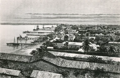 Europäisches Viertel in Lagos, Nigeria, 1887